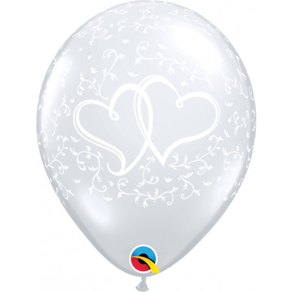 11 INCH LATEX ENTWINED HEARTS DIAMOND CLEAR 50CTP