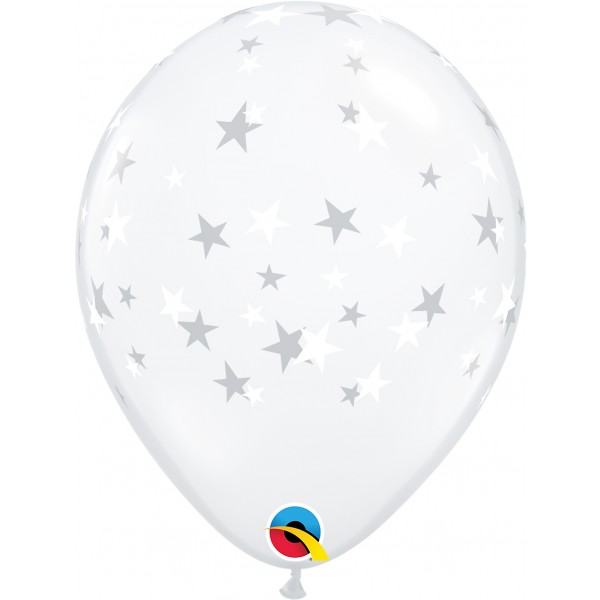 11 INCH LATEX RND CONTEMPO STARS WHITE 50CTP