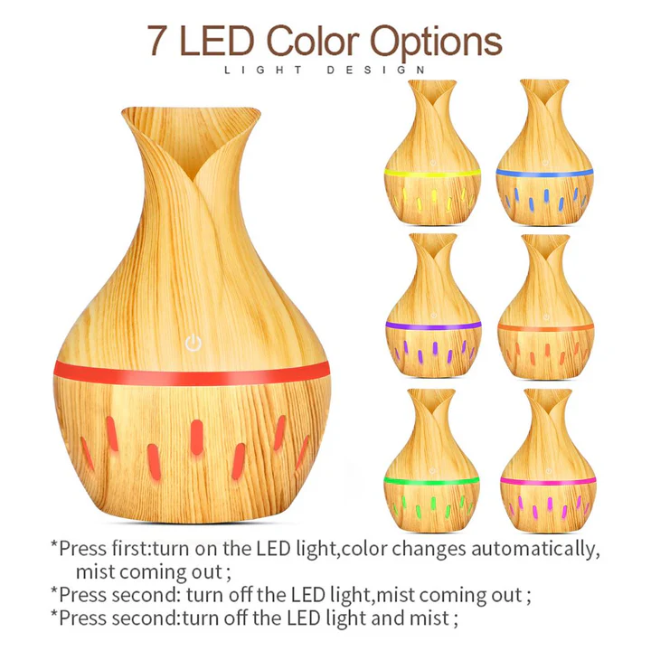 Wooden Vase Humidifier Patterned - 300ml