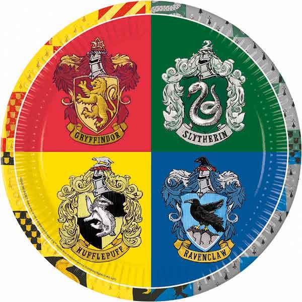 HARRY POTTER HOGWARTS HOUSE PPR PLATE 23CM 8CT NG