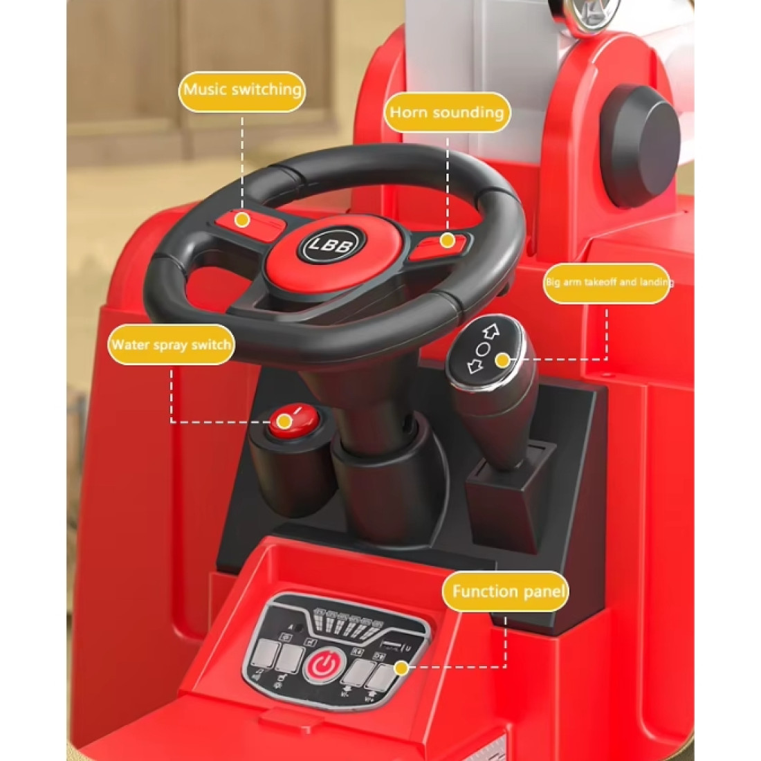 Kids Electric Rescue Ride-On Fire Truck 12V Battery Powered Ride-On Car