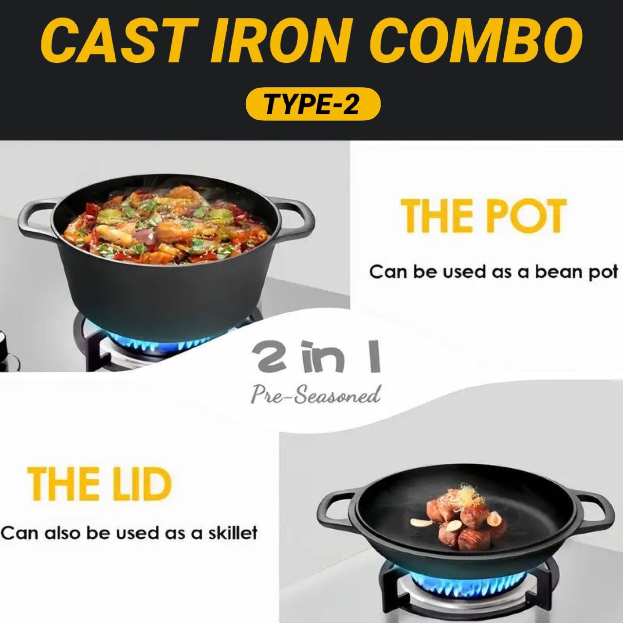 Aiyi 2 In 1 Cast Iron Combo Type 2