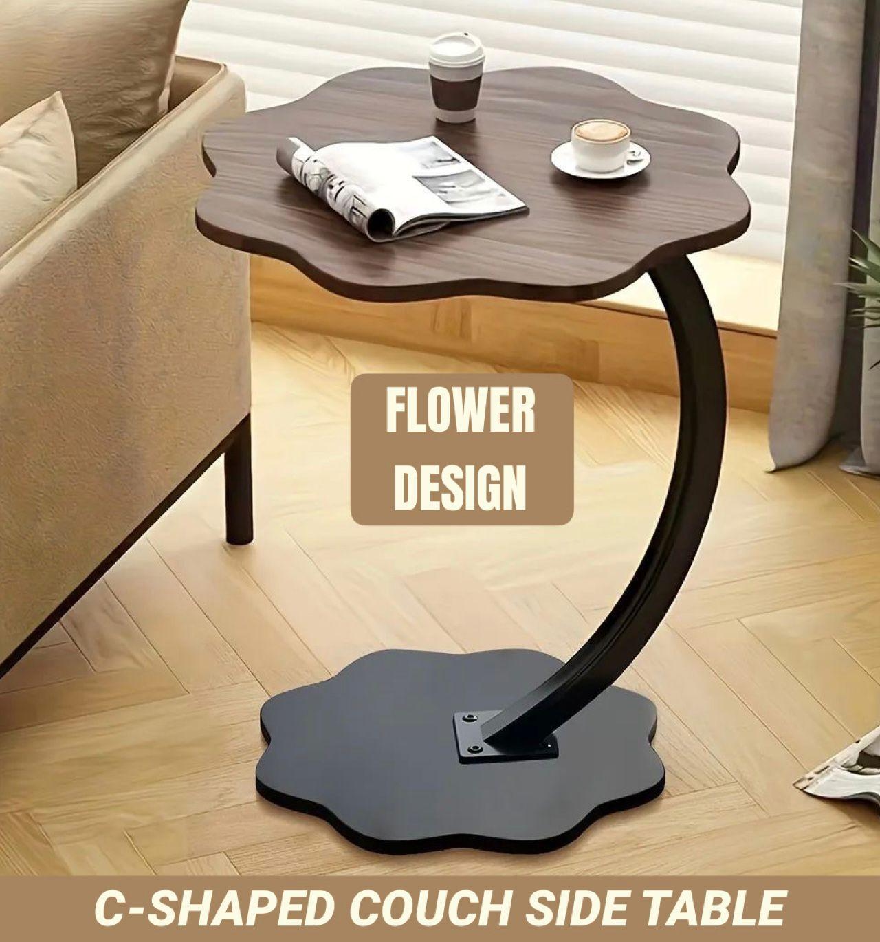 C Shaped Couch Side Table Flower Design