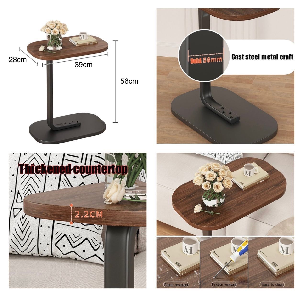 C Shaped Couch Side Table Rectangle