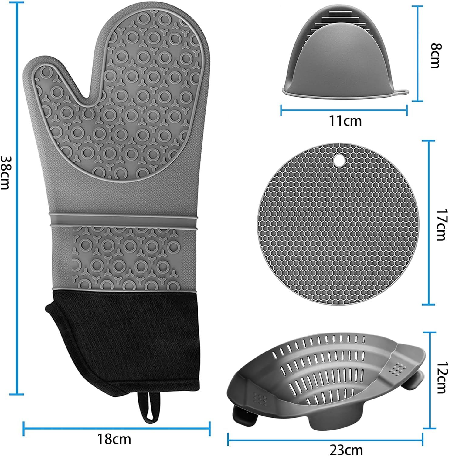 Heat Resistant Silicone Oven Gloves Mitts 7PCs Set