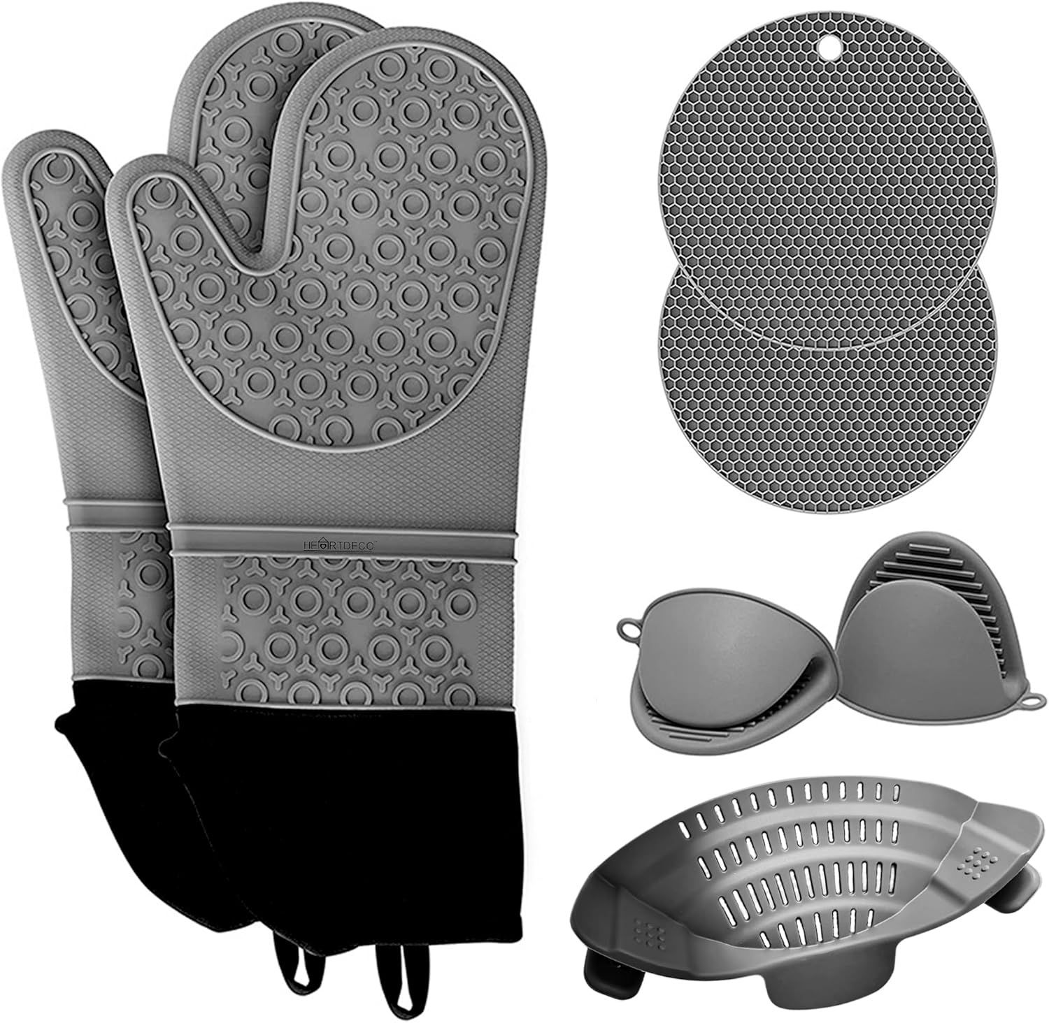 Heat Resistant Silicone Oven Gloves Mitts 7PCs Set