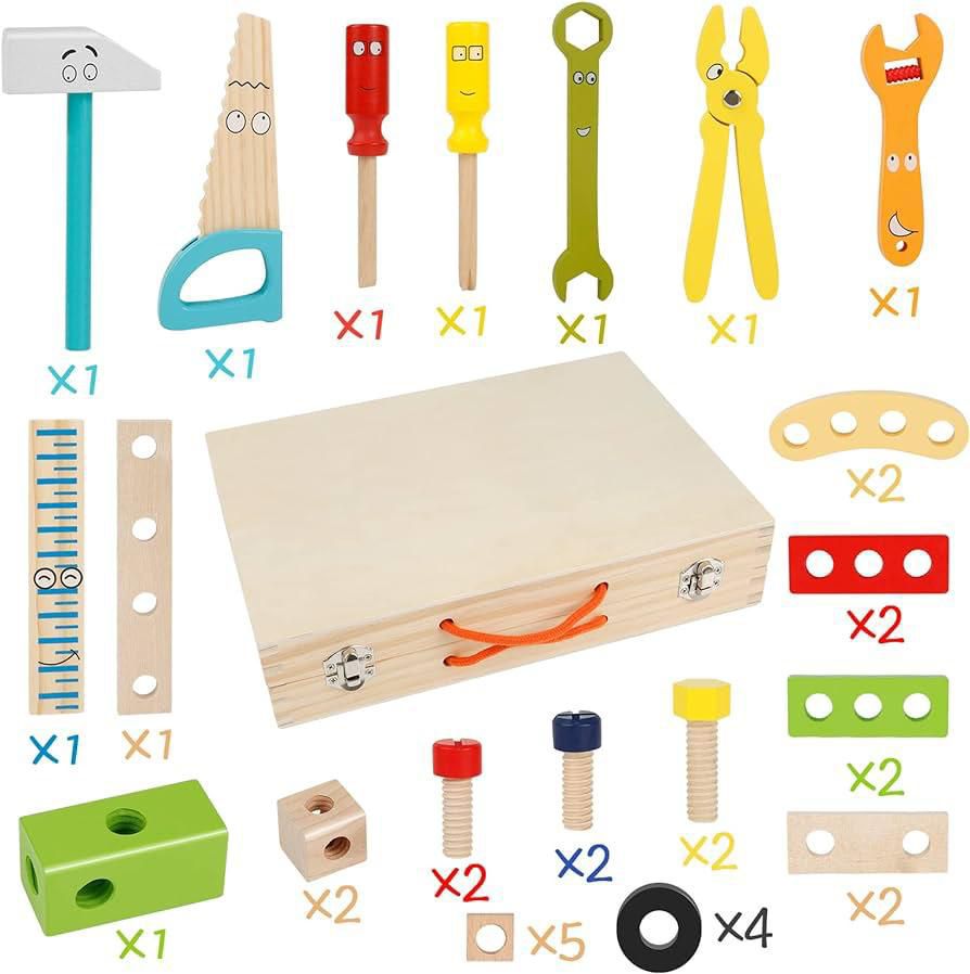 Kiddies Wooden Toolbox 34pc