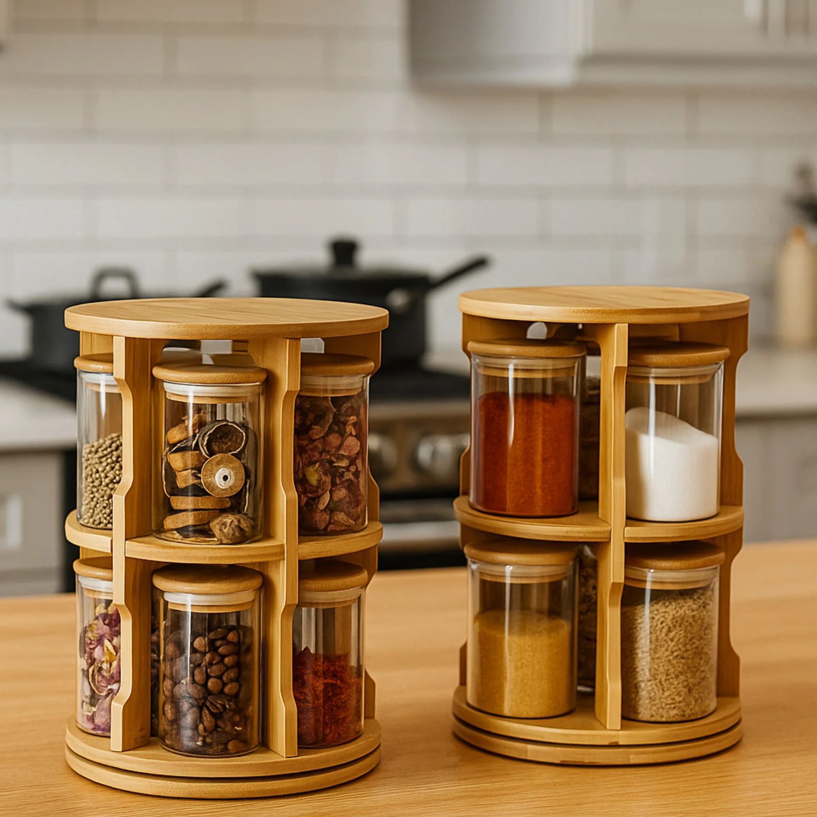 Spice Jar Set With Rotatable Stand