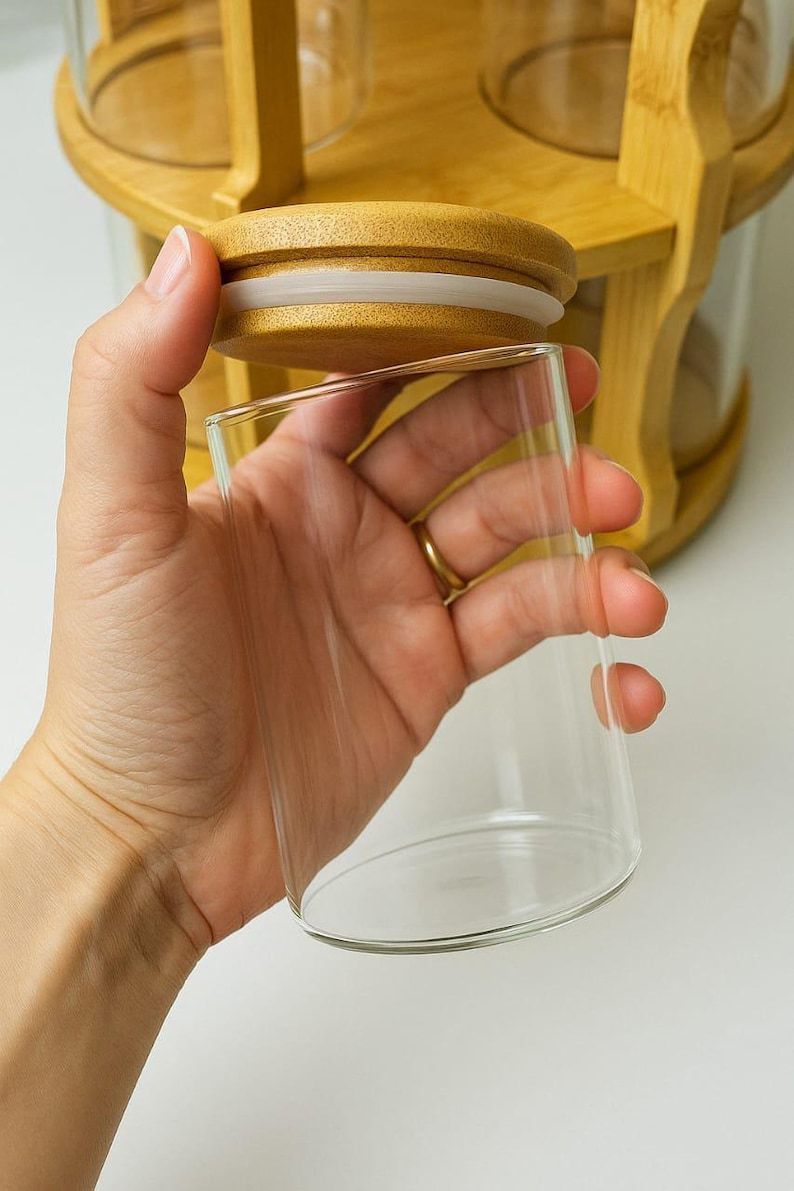 Spice Jar Set With Rotatable Stand