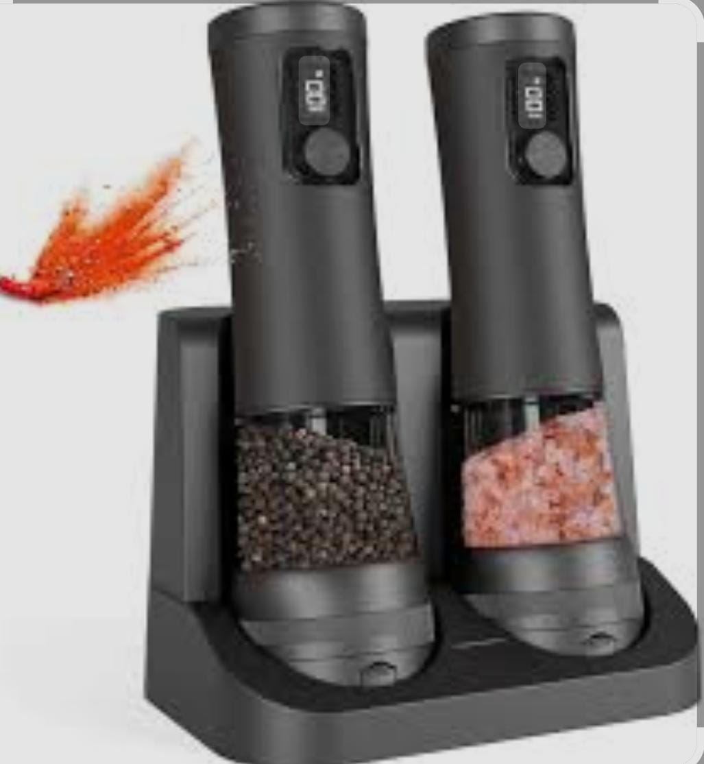 USB Rechargeable Electric Salt And Pepper Grinders With A Charging Base