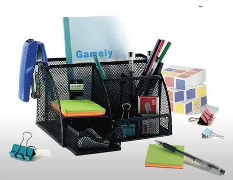 5 Compartments Pencil Mesh Metal Holder Desk Storage Organizer