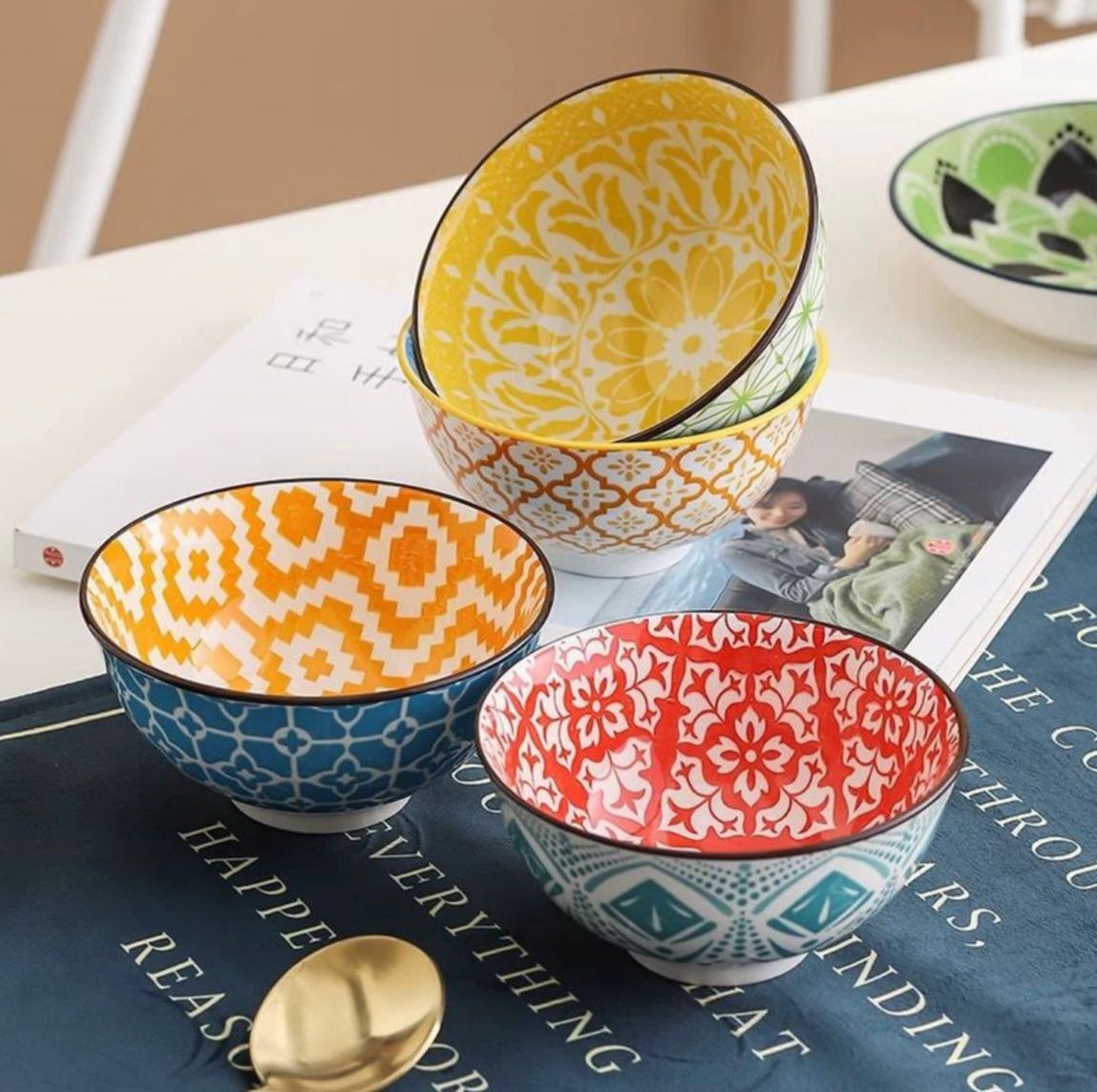 Bohemian Design Dessert Bowl Set 10pcs