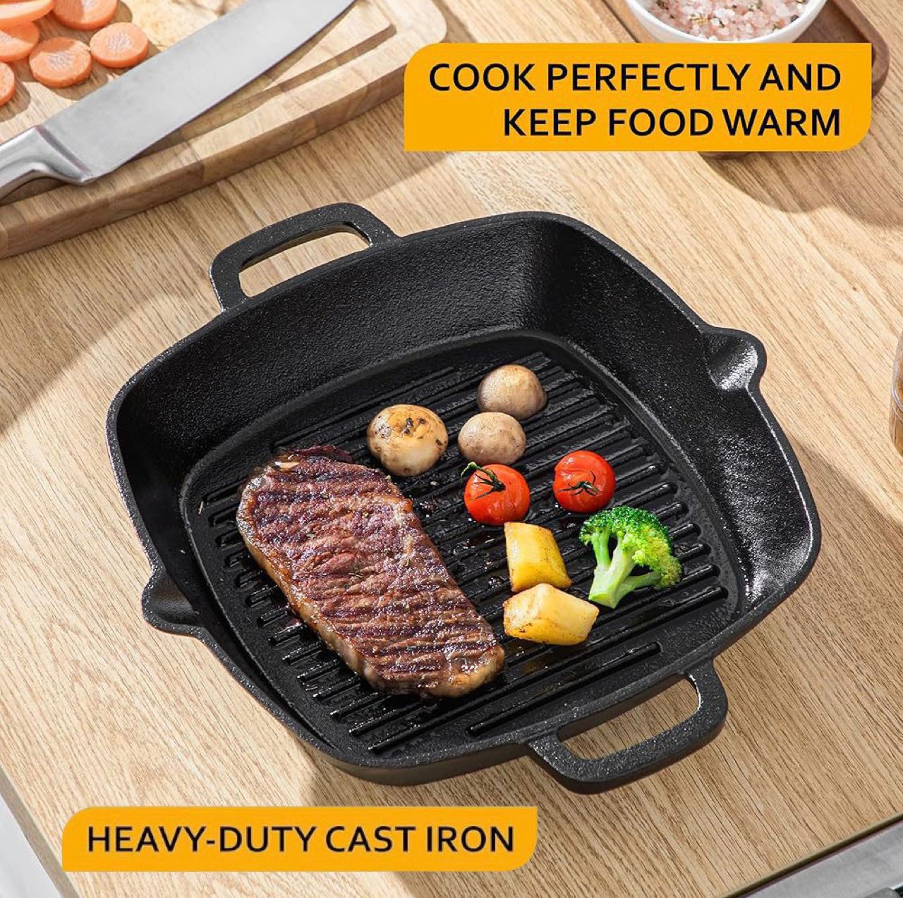 Cast Iron Pan Combo Grill Pan And Wok