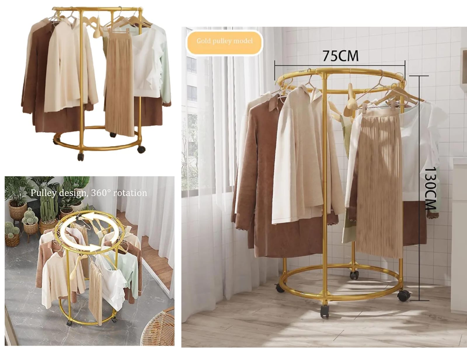 Round Rotating Clothes Hanger With Wheels