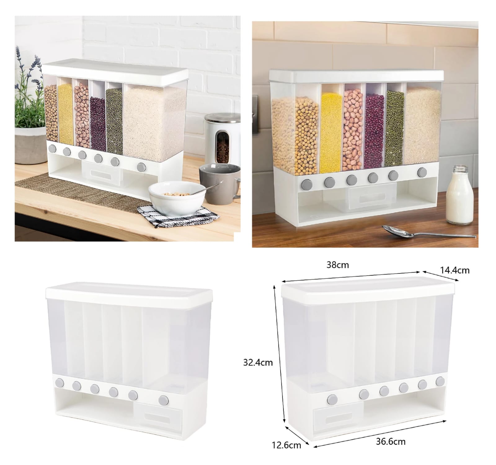Wall Mounted 6 Grid Grain Dispenser