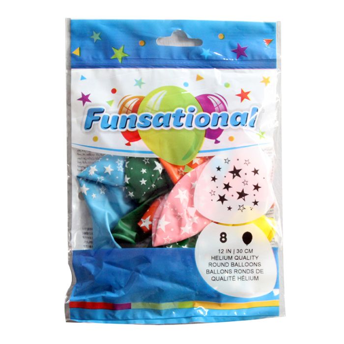 12 Inch Latex Starts All Over Assorted 8pc