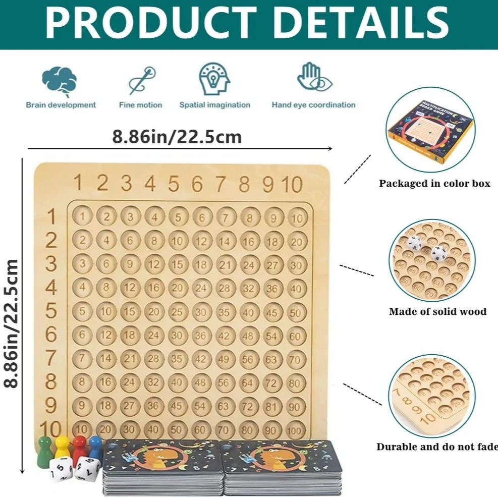 Kids Educational Multiplication Board Game Set