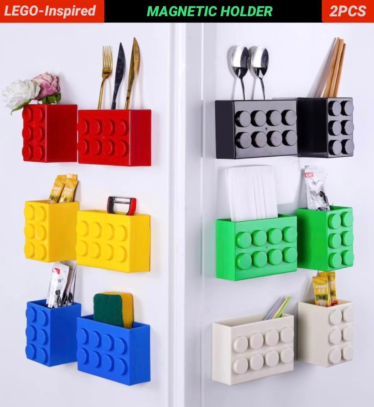 Lego Inspired Magnetic Holder Set 2pcs