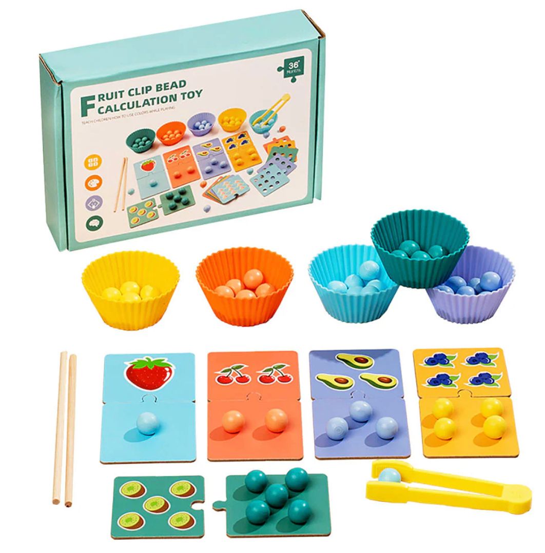 Wooden Fruit Clip Bead Calculation Number Counting