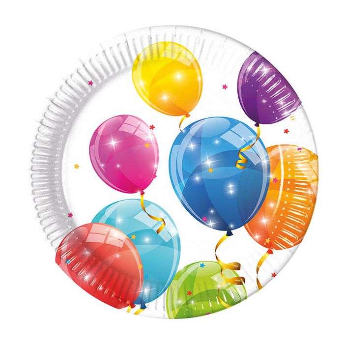 Sparking Balloon Paper Plates Large 23cm 8pc