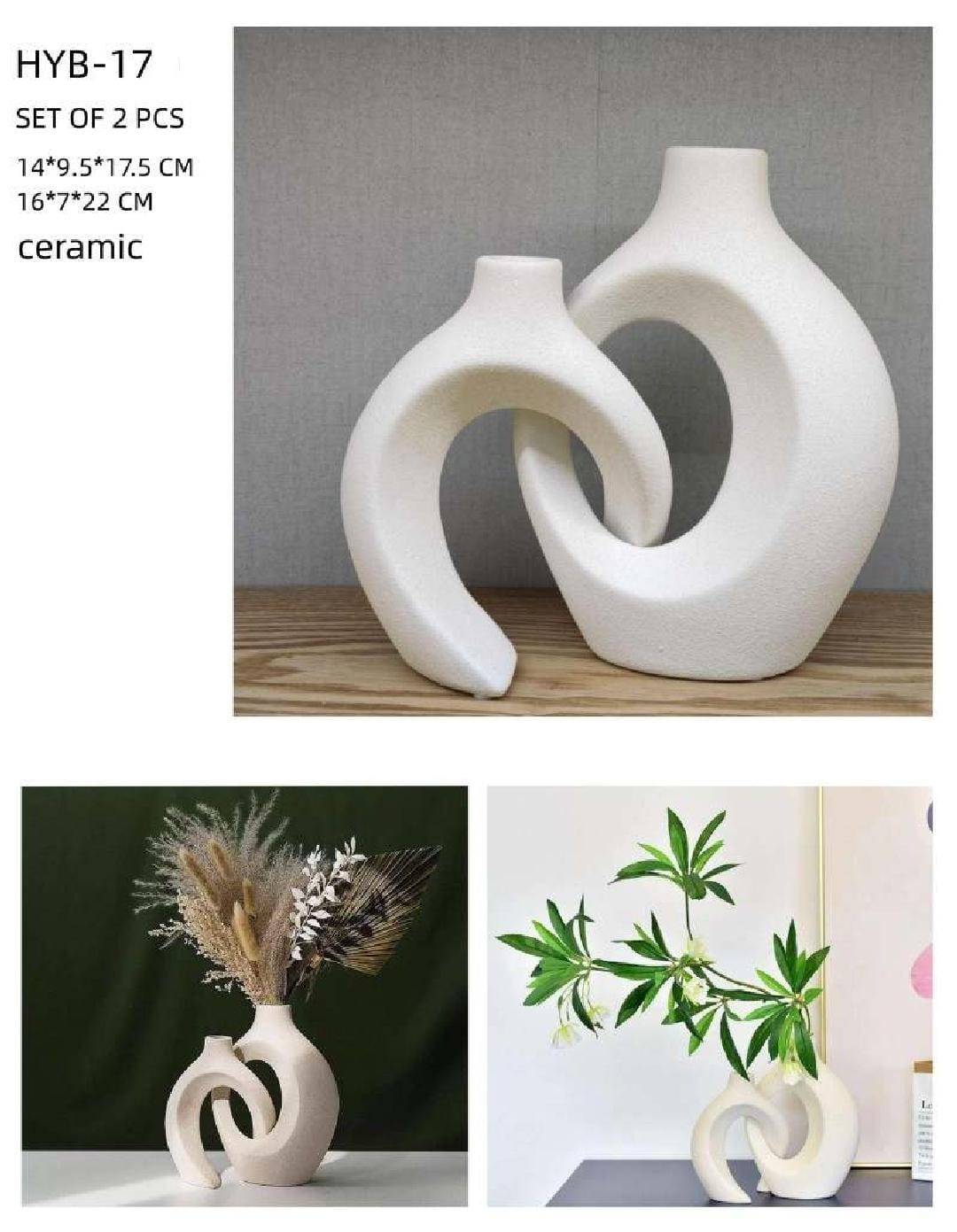 Set of Two Interlinked Ceramic Vases