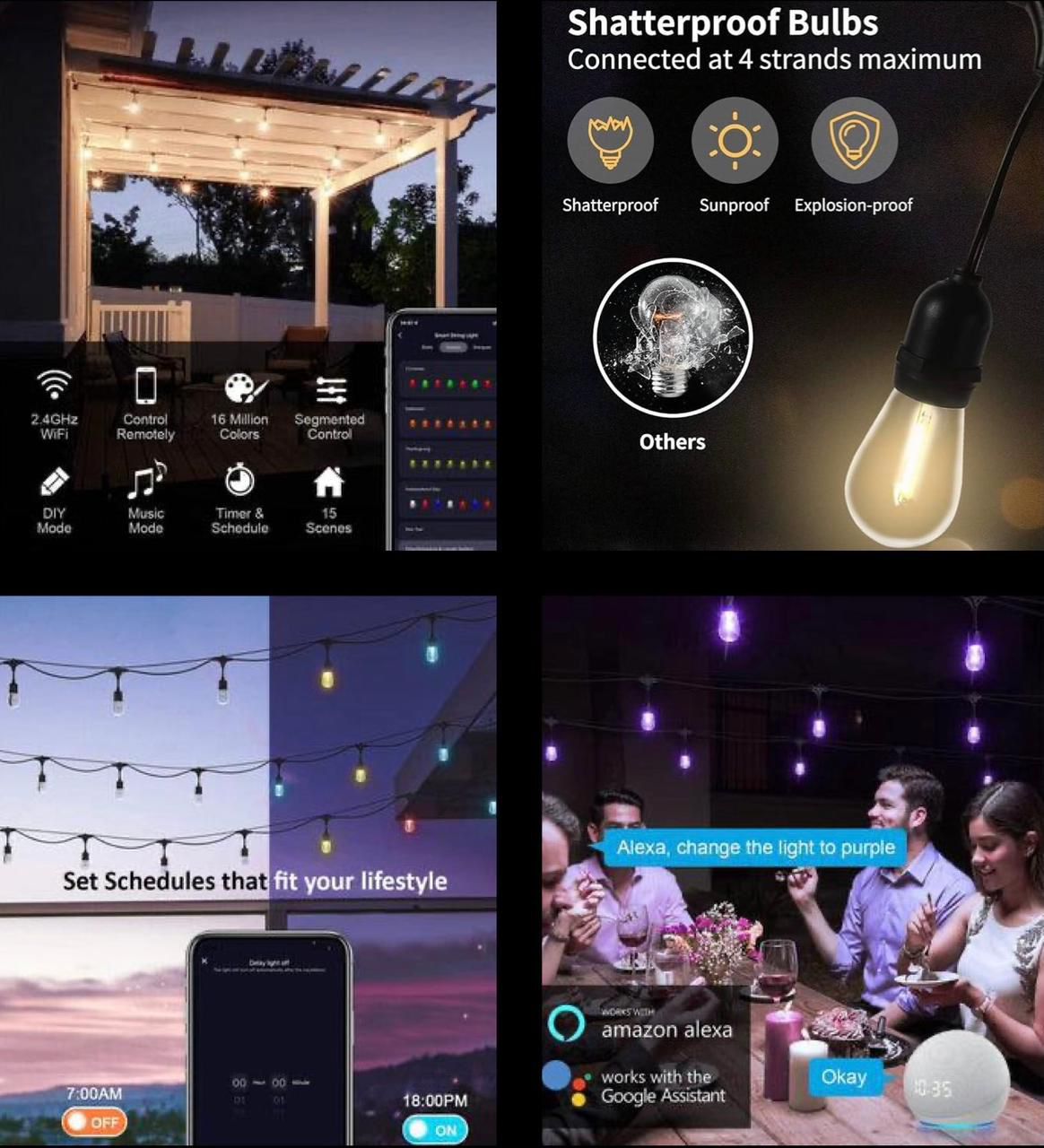 Smart LED Bulb String 8 Meters With 20 Bulbs
