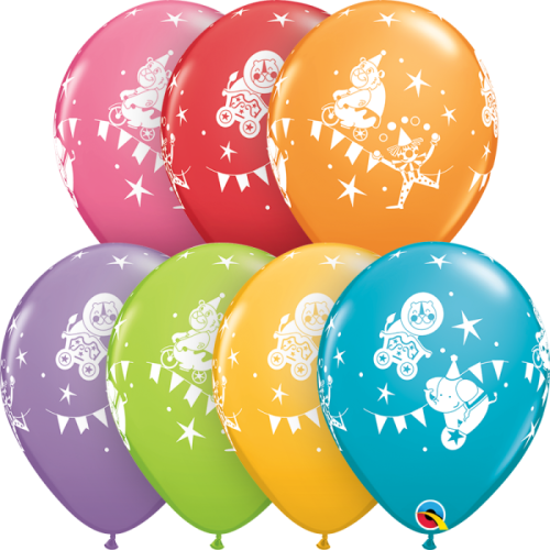 11 Inch Latex Round Festive Assorted Circus Parade 50pc