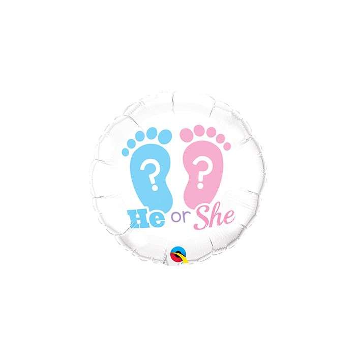 18 Inch foil Round He Or She Footprint 1pc