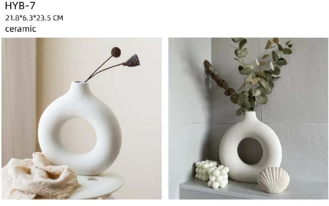 Decorative Donut Shaped Ceramic Vase