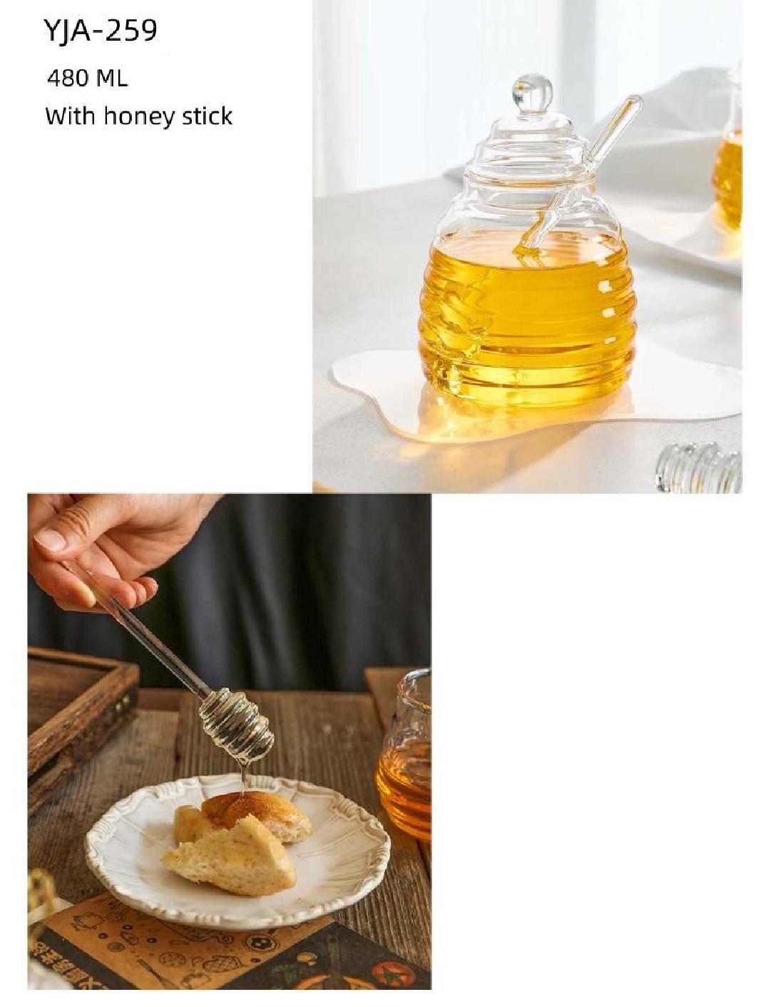 Glass Honey Jar With And Dipper