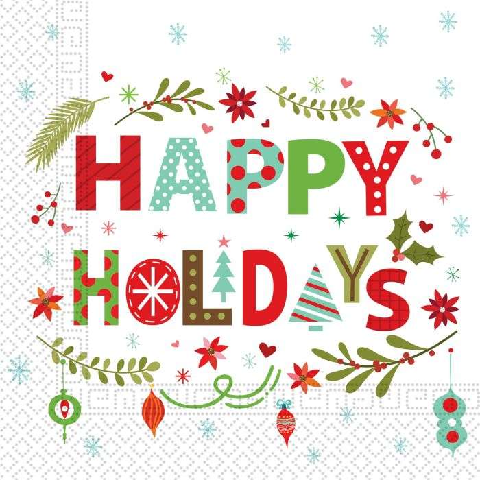 Happy Holiday 3Ply Napkins 33X33cm 20pc