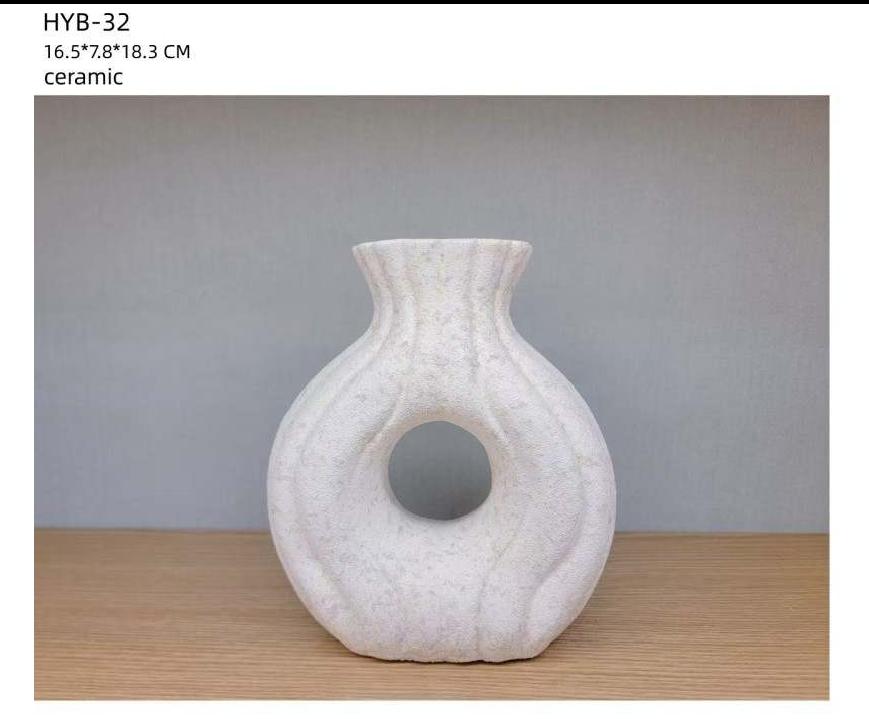 Modern Donut-Shaped Ceramic Vase With a Textured Matte Finish