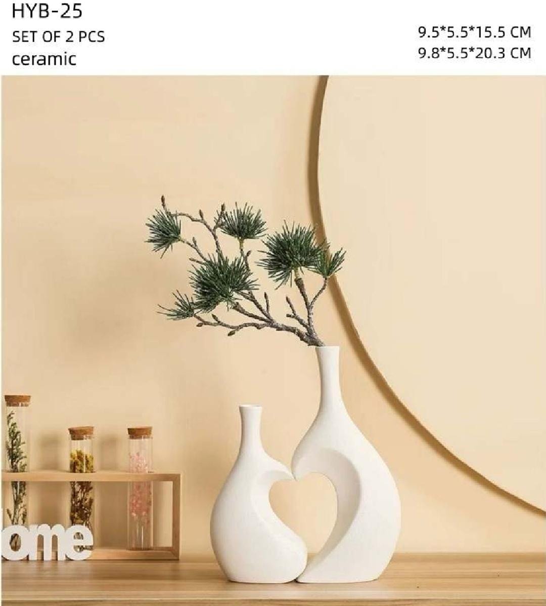Two Interlinked Ceramic Heart Shaped Vases