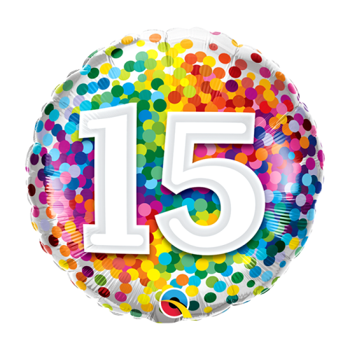 18 Inch Foil Age 15 Rainbow Confetti