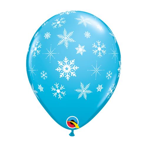 11 Inch Latex round Snowflakes & Sparkles 50pc